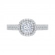 Cushion Cut Diamond Double Halo Cathedral Style Engagement Ring in 14K White Gold