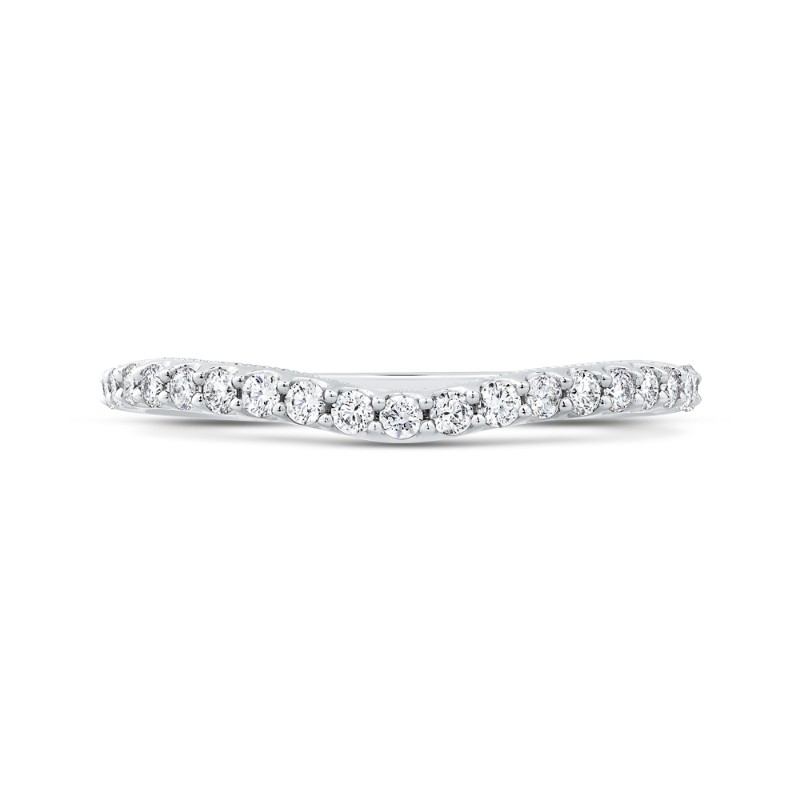 Round Diamond Half-Eternity Wedding Band in 14K White Gold