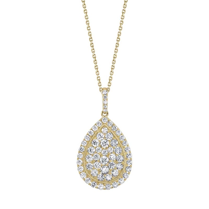 Pear Shaped Diamond Pendant in Yellow Gold