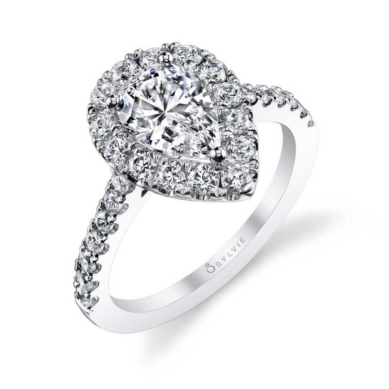 Pear Shaped Classic Halo Engagement Ring - Jacalyn