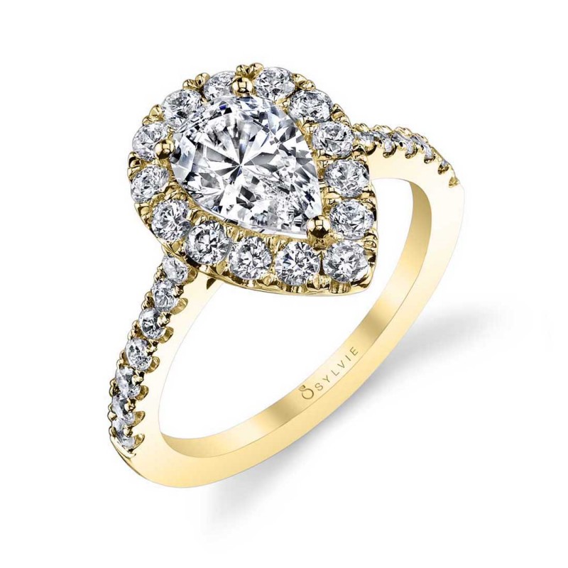 Pear Shaped Classic Halo Engagement Ring - Jacalyn