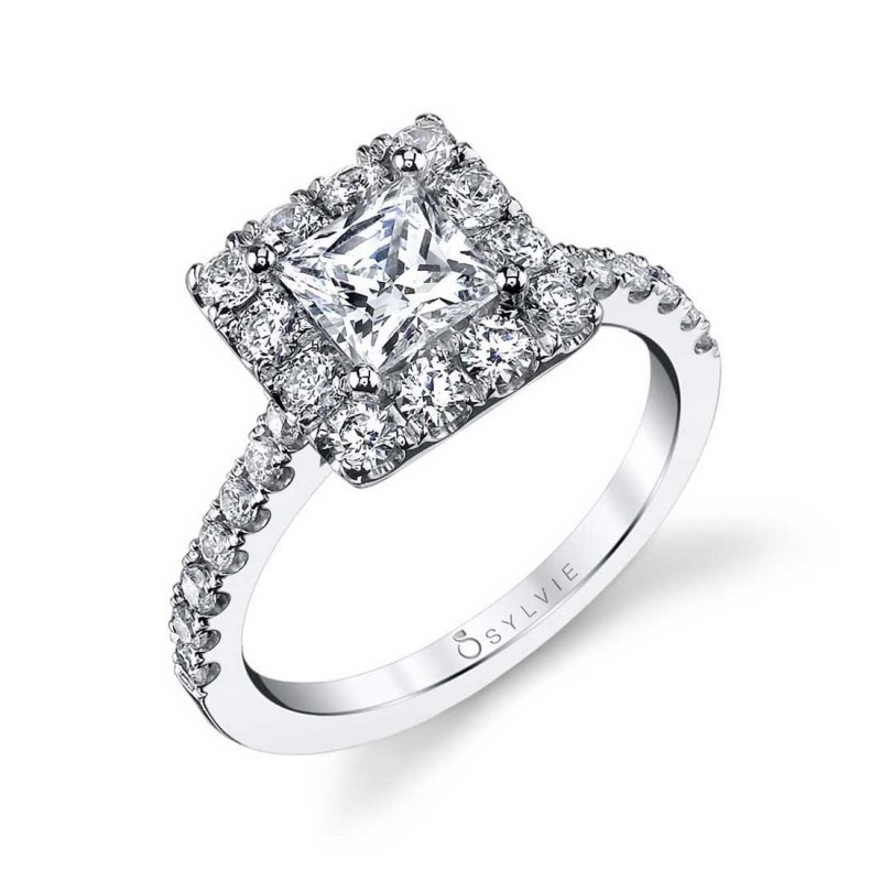 Princess Cut Classic Halo Engagement Ring - Jacalyn