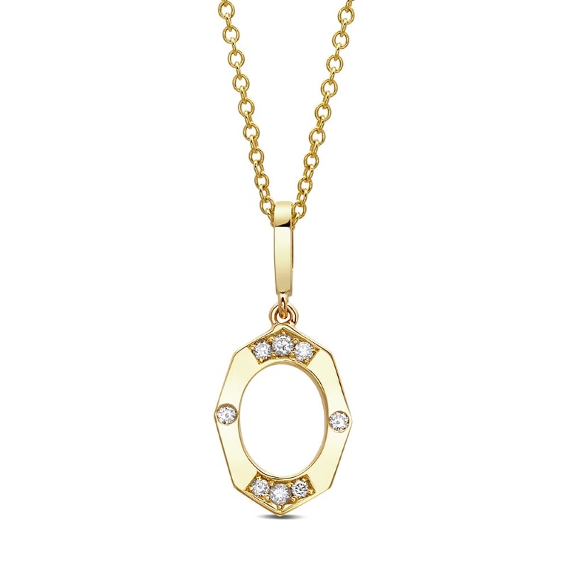 14K YELLOW GOLD DAINTY AFFINITY PENDANT WITH .05CTTW ROUND SI CLARITY & GH COLOR DIAMONDS ON A 16