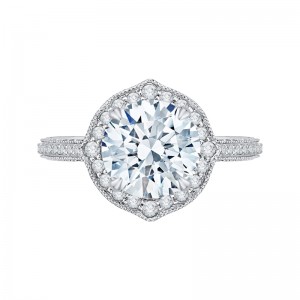 Diamond Halo Engagement Ring with in 18K White Gold (Semi-Mount)