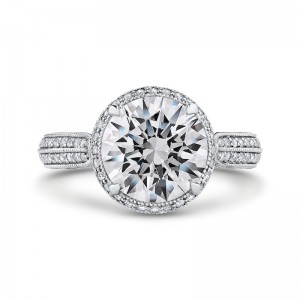 Round Diamond Engagement Ring in 18K White Gold (Semi-Mount)