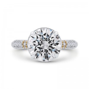 Round Diamond Engagement Ring in 18K Two-Tone Gold (Semi-Mount)