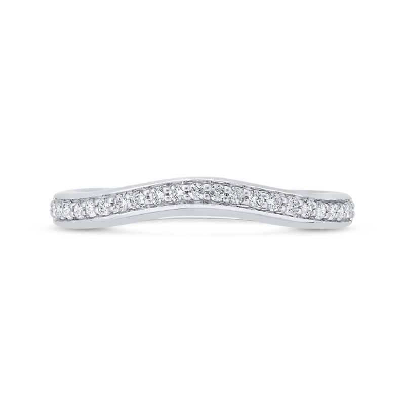 Diamond Counter Wedding Band in 18K White Gold