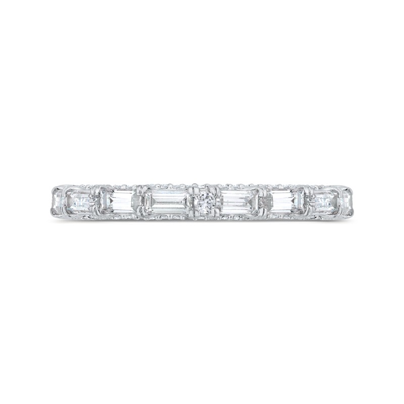 Baguette Cut & Diamond Wedding Band in 18K White Gold