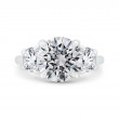Round Diamond Three-Stone Plus Engagement Ring in 14K White Gold (Semi-Mount)