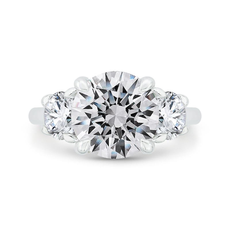 Round Diamond Three-Stone Plus Engagement Ring in 14K White Gold (Semi-Mount)