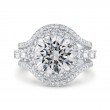 Split Shank Diamond Halo Engagement Ring in 14K White Gold (Semi-Mount)