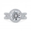 Split Shank Diamond Double Halo Engagement Ring in 14K White Gold (Semi-Mount)