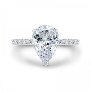 Pear Cut Diamond Engagement Ring in 18K White Gold (Semi-Mount)