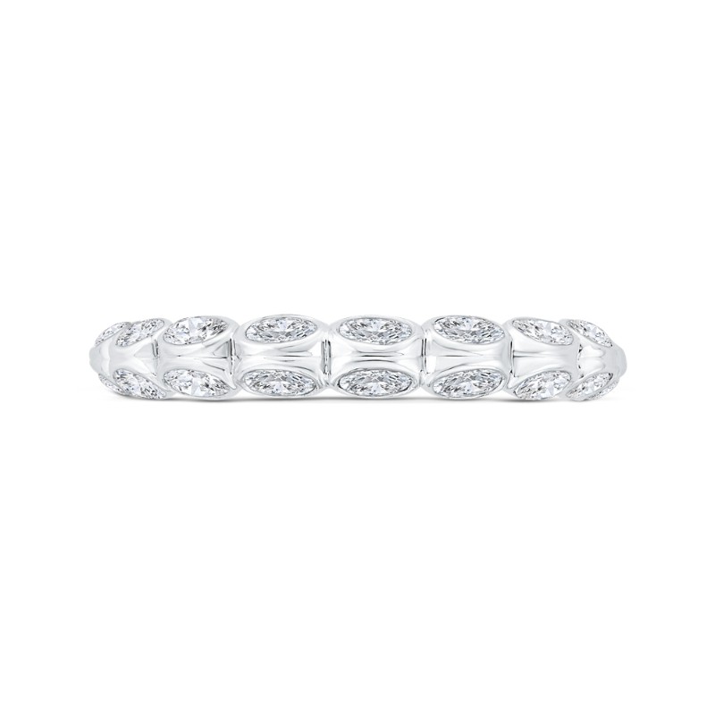 Bezel Set Diamond Wedding Band in 14K White Gold