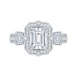 Emerald Cut Diamond Halo Bridal Ring in 18K White Gold (Semi-Mount)