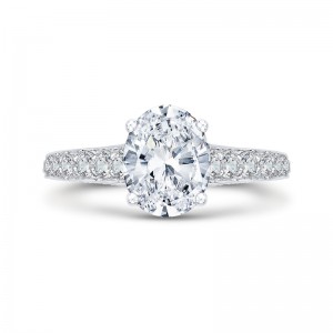 Oval Cut Diamond Engagement Ring in 18K White Gold (Semi-Mount)