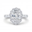 Diamond Halo Engagement Ring in 14K White Gold (Semi-Mount)