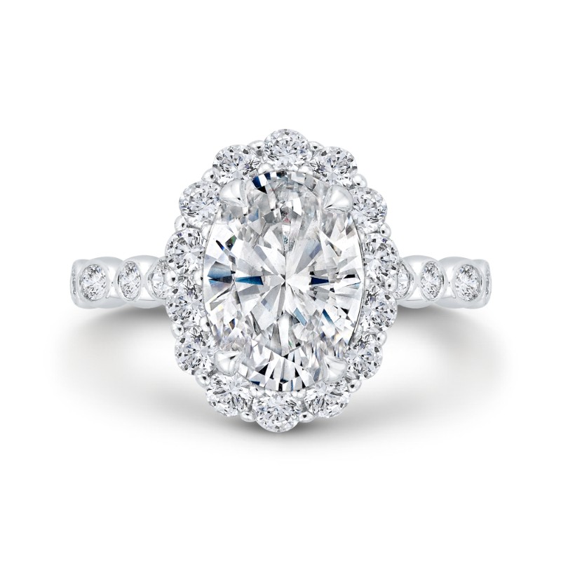 Diamond Halo Engagement Ring in 14K White Gold (Semi-Mount)