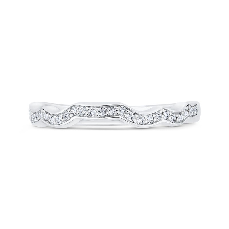 1/2 Run Round Diamond Wedding Band in 14K White Gold