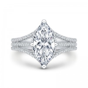 Marquise Cut Diamond Engagement Ring in 18K White Gold (Semi-Mount)