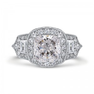 Cushion Cut Diamond Engagement Ring in 18K Two-Tone Gold (Semi-Mount)