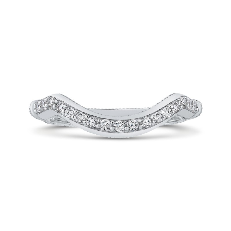 Round Diamond Wedding Band in 18K White Gold
