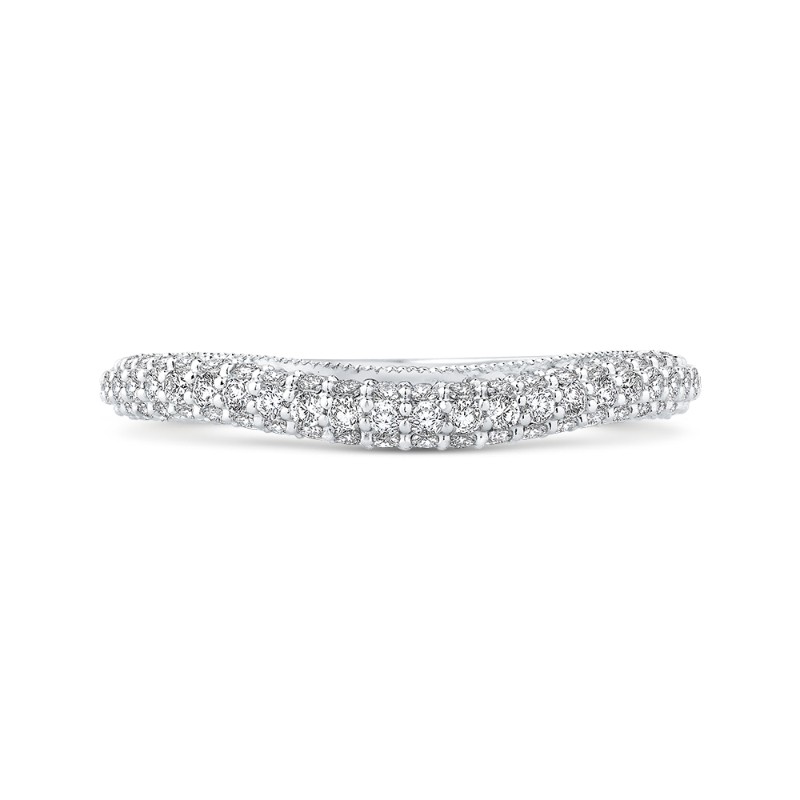 Round Diamond Wedding Band in 18K White Gold
