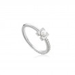 Silver Pearl Modernist Band Ring