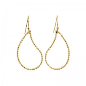SARATOGA JEWELS YELLOW GOLD FILLED LARGE "RAINDROP" BEADED EARRINGS ON WIRES