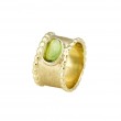 14kt Yellow Gold Florentine Textured Peridot Cabochon Ring