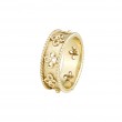 14kt Yellow Gold Florentine Textured Band with Clovers