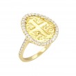 14kt Yellow Gold Cross Diamond Halo Ring