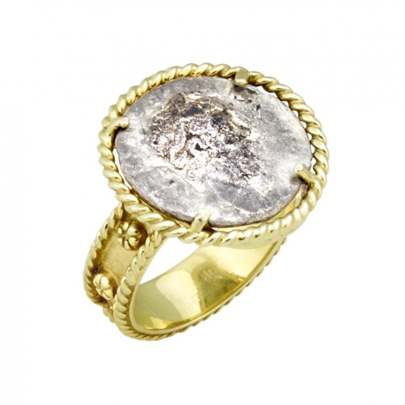 14kt Yellow Gold Genuine Silver Septimus Severus Coin Ring