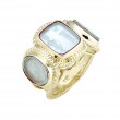 14kt Yellow Gold Aqua Color Venetian Glass Horse and Oedipus with Sphinx Ring