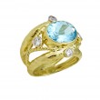14kt Yellow Gold Sky Blue Topaz & Diamond Ring