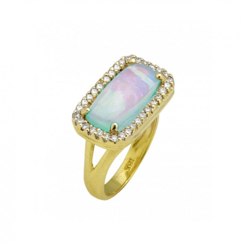 14kt Yellow Gold Opal & Diamond Ring