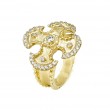 14kt Yellow Gold Maltese Cross Diamond Ring with Florentine Texture