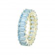 14kt Yellow Gold Blue Topaz Emerald Cut Eternity Band