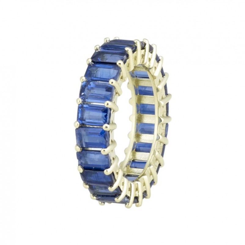 14kt Yellow Gold Kyanite Emerald Cut Eternity Band