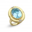 14kt Yellow Gold Sky Blue Topaz & Diamond Ring