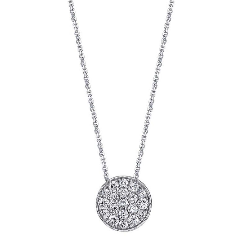 Round Pave Diamond Necklace