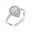 Pear Shaped Double Halo Engagement Ring - Claudia