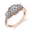 Round Cushion Cut Three Stone Halo Engagement Ring - Hannela