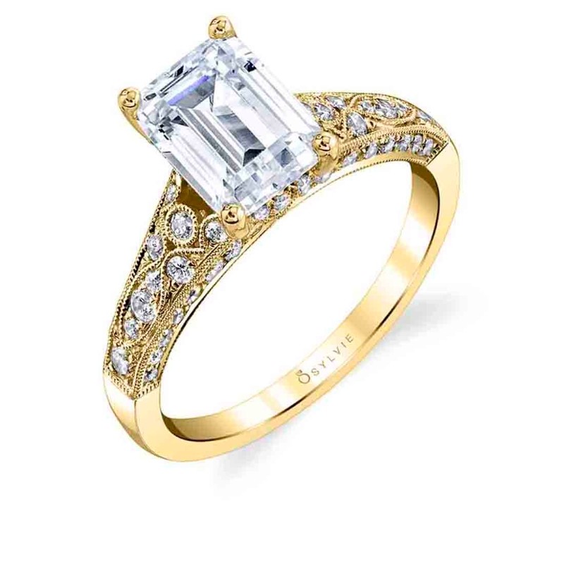 Emerald Cut Modern Vintage Engagement Ring - Destine