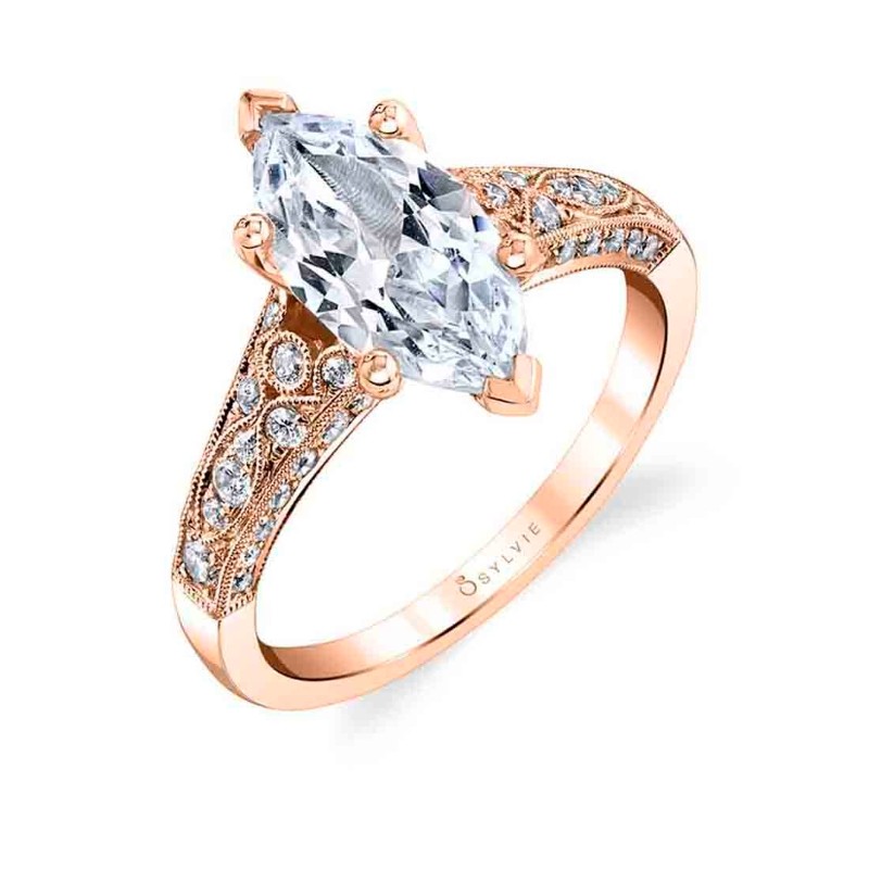 Marquise Cut Modern Vintage Engagement Ring - Destine
