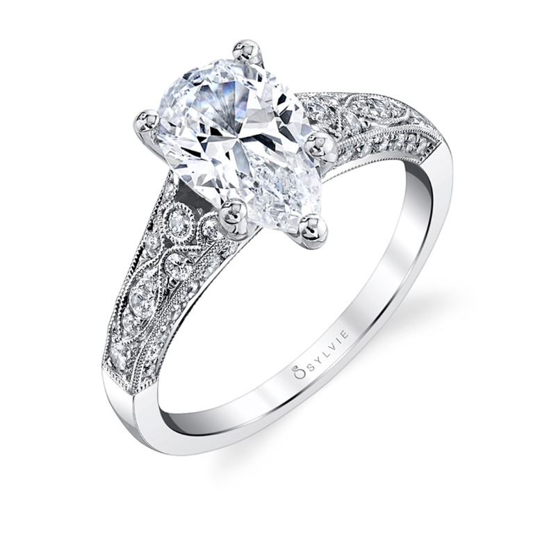 Pear Shaped Modern Vintage Engagement Ring - Destine