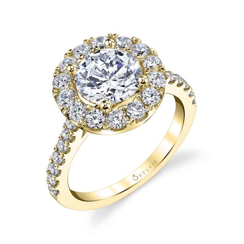 Round Cut Classic Halo Engagement Ring - Olivia