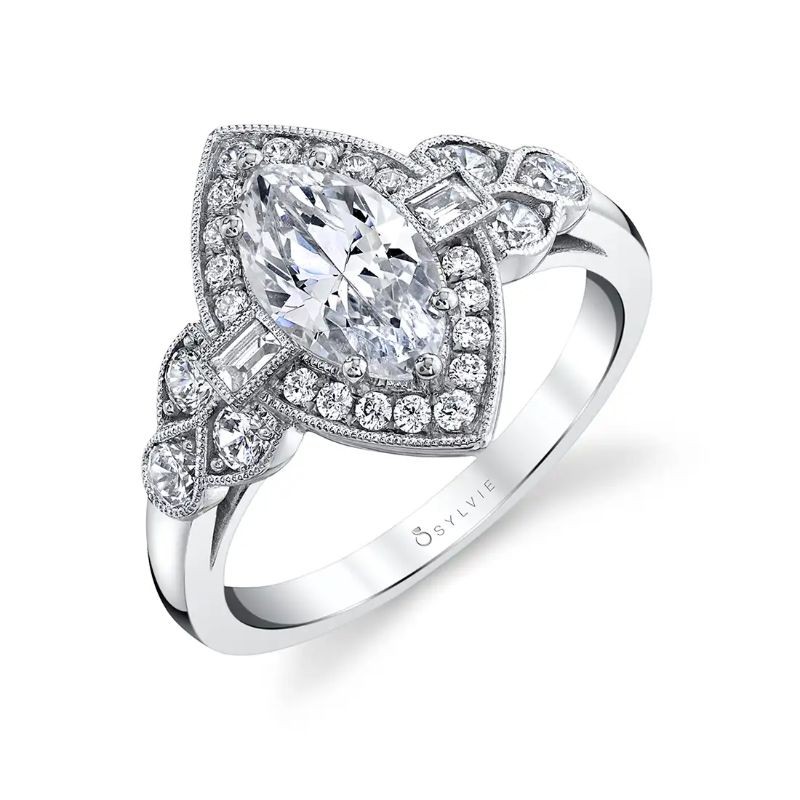 Marquise Cut Modern Vintage Engagement Ring - Francesca