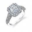 Emerald Cut Modern Vintage Halo Engagement Ring - Cheri