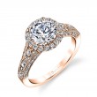Round Cut Modern Vintage Halo Engagement Ring - Cheri